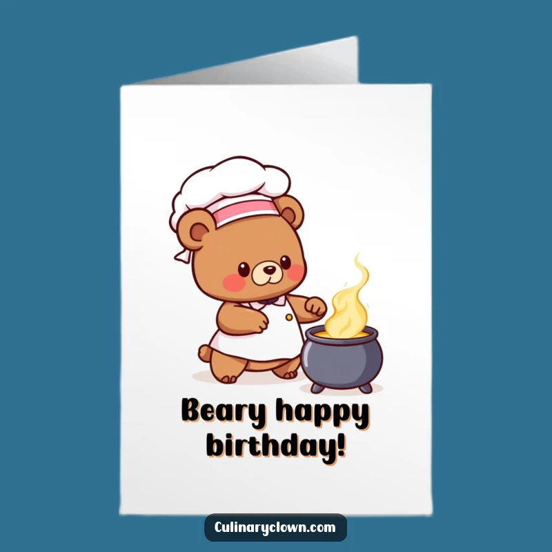 Free Printable Birthday Card: Bear Chef's Bubbling Birthday Brew!