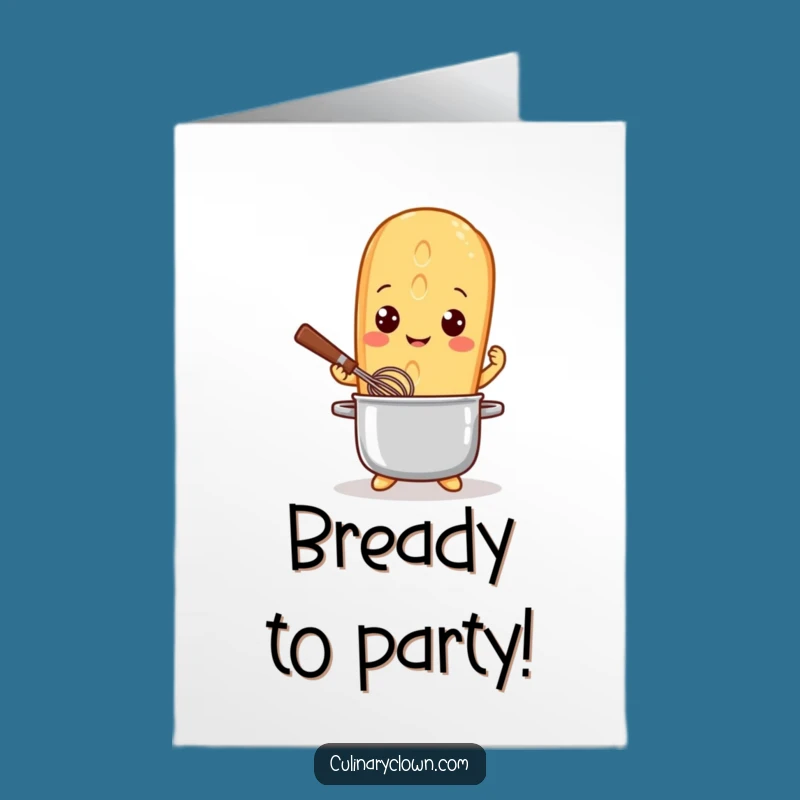 Free Printable Baguette Birthday Card: Funny Chef Cooking Card for Kitchen Lovers