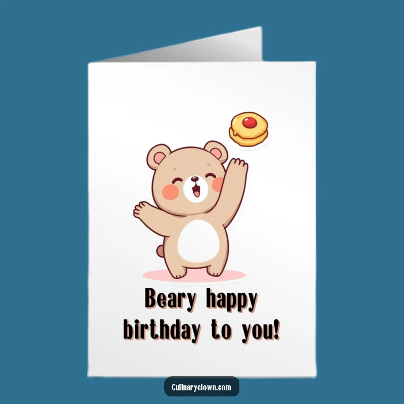 Free Printable Bear Pancake Flip Birthday Card - Funny Downloadable Gift