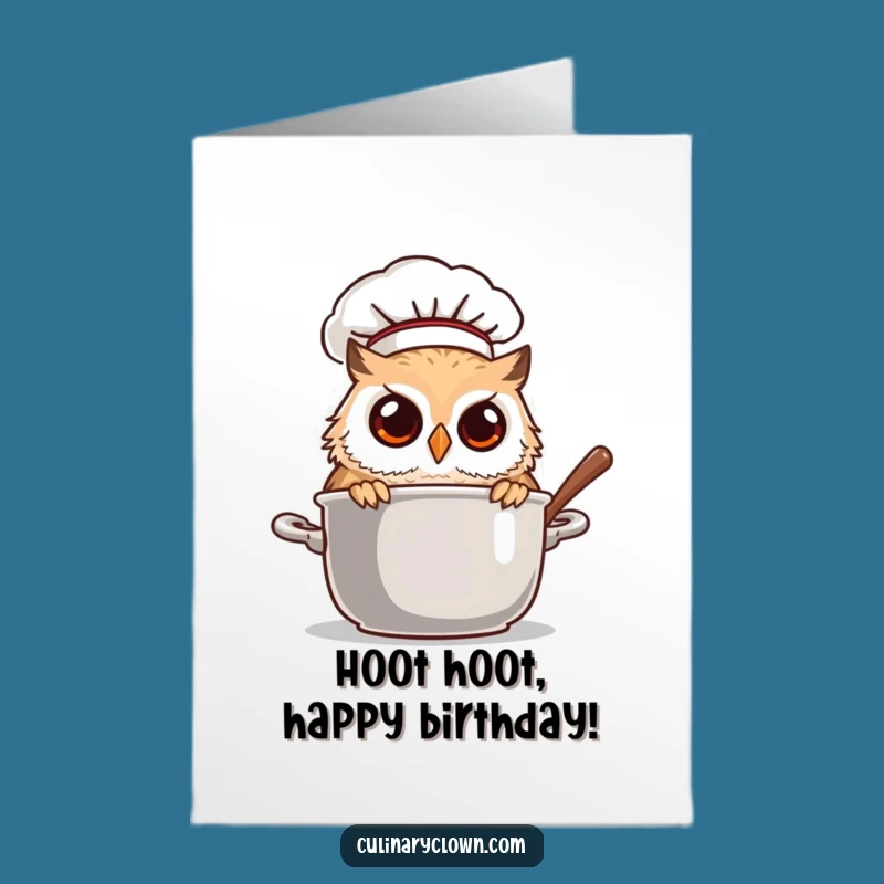 Free Printable Funny Birthday Card: Owl Chef Peeking Birthday Surprise Download