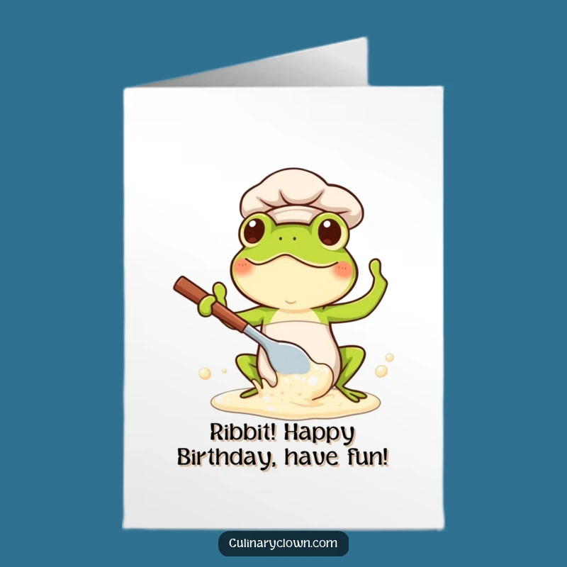 Free Printable Happy Birthday Frog Chef Card - Funny Downloadable Gift for Bakers