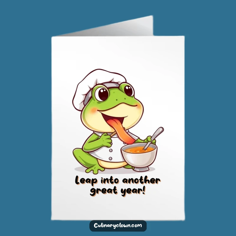 Free Printable Joyful Frog Chef Birthday Card - Funny Downloadable Gift for Food Lovers