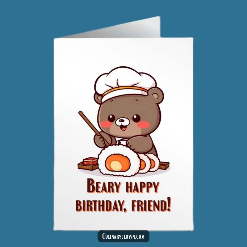 Free Printable Sushi Bear Birthday Card: Roll in the Fun, Downloadable Gift!