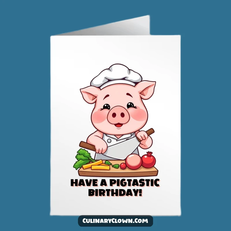 Funny Free Printable Pig Chef Birthday Card - Downloadable & Print at Home Surprise