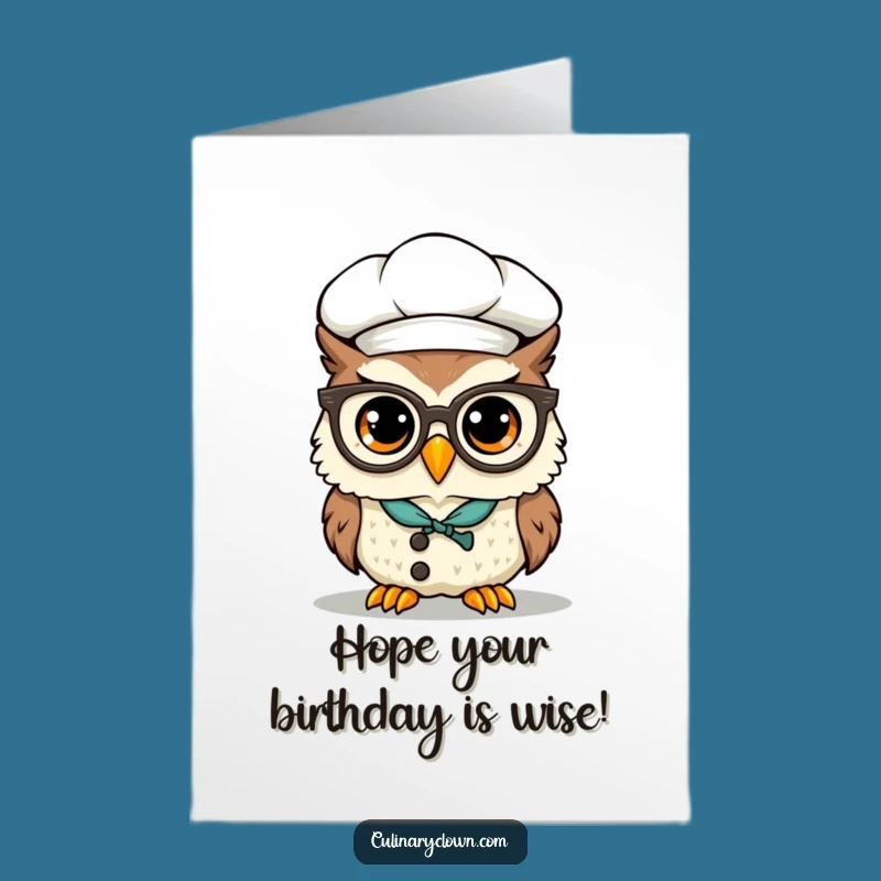 Free Printable Owl Chef Birthday Card: Whimsical Downloadable for Wise Wishes