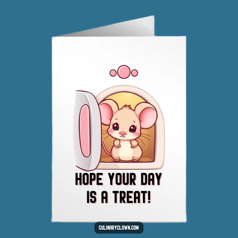 Free Printable Birthday Card: Curious Mouse Oven Peek - Funny Surprise!