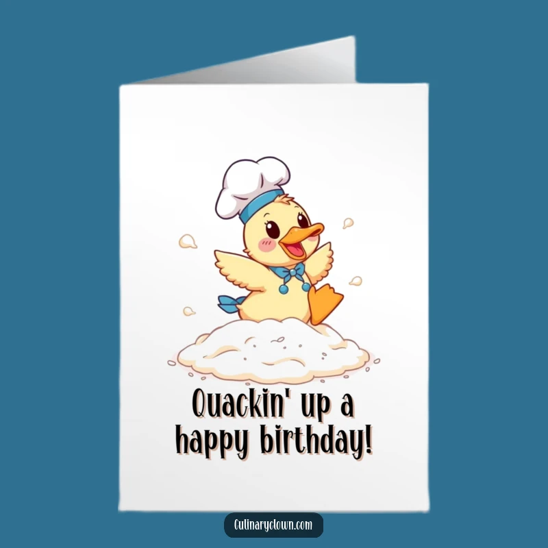 Free Printable Birthday Card: Funny Duck Chef Flour Tumble Downloadable Gift