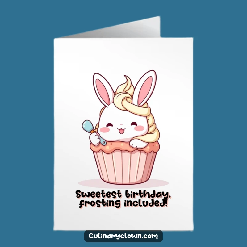 Free Printable Kawaii Bunny Birthday Card: Frosting Fun Downloadable Gift!