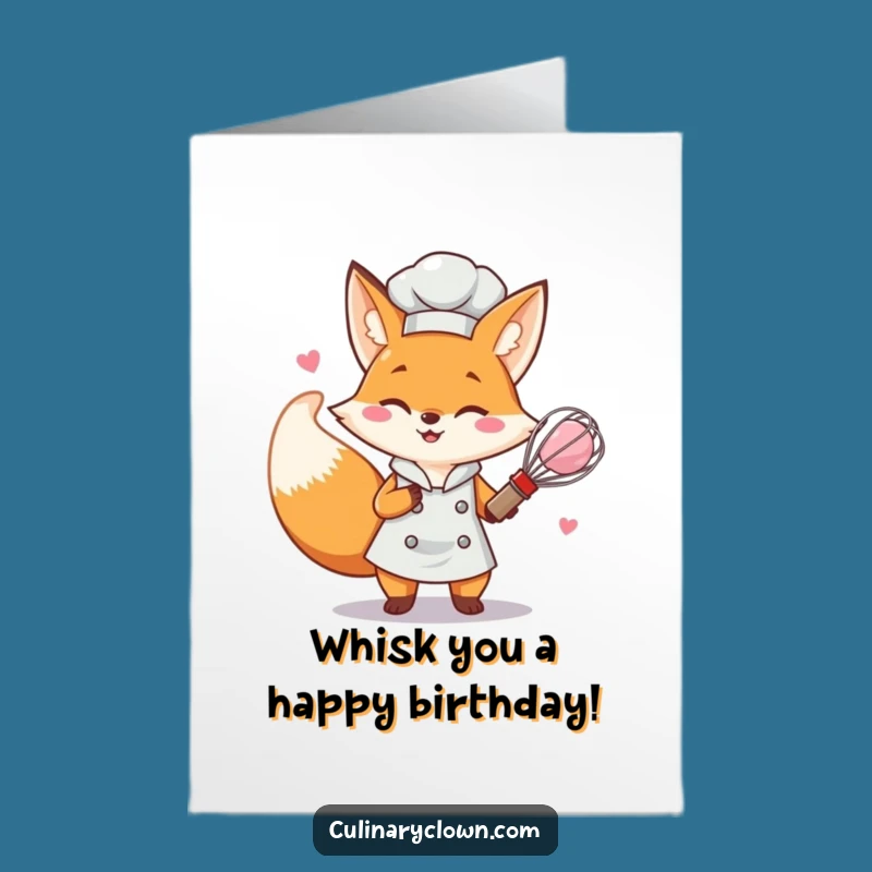 Free Printable Fox Chef Birthday Card: Funny Downloadable Gift for Bakers & Foodies