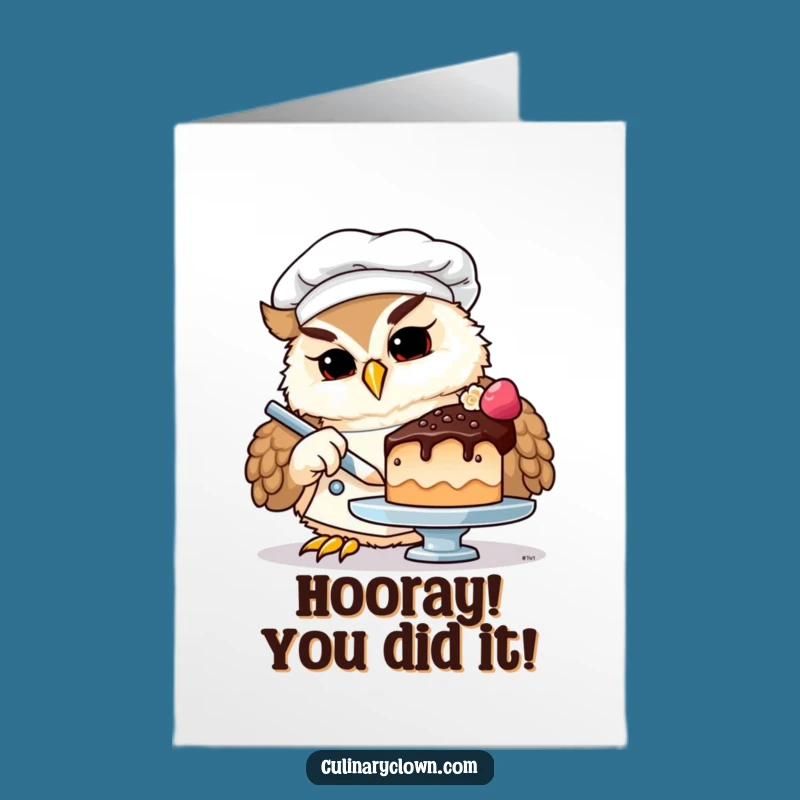 Free Printable Congrats Card: Hilarious Owl Chef Celebrating Achievement, Instant Download