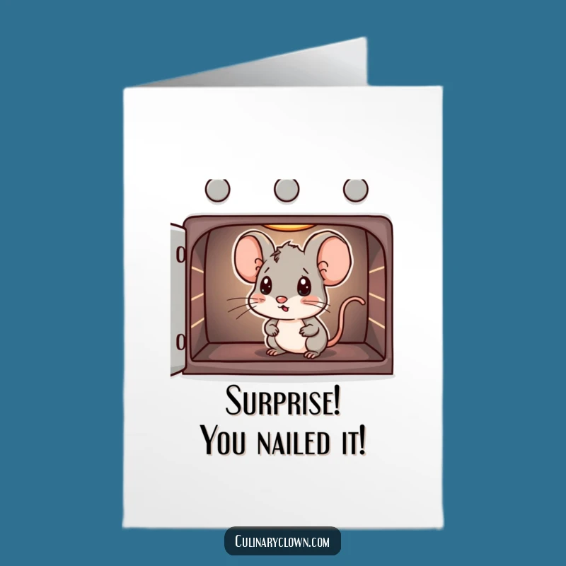 Free Printable Congrats Card: Mouse Oven Peek Funny Downloadable Gift for Success
