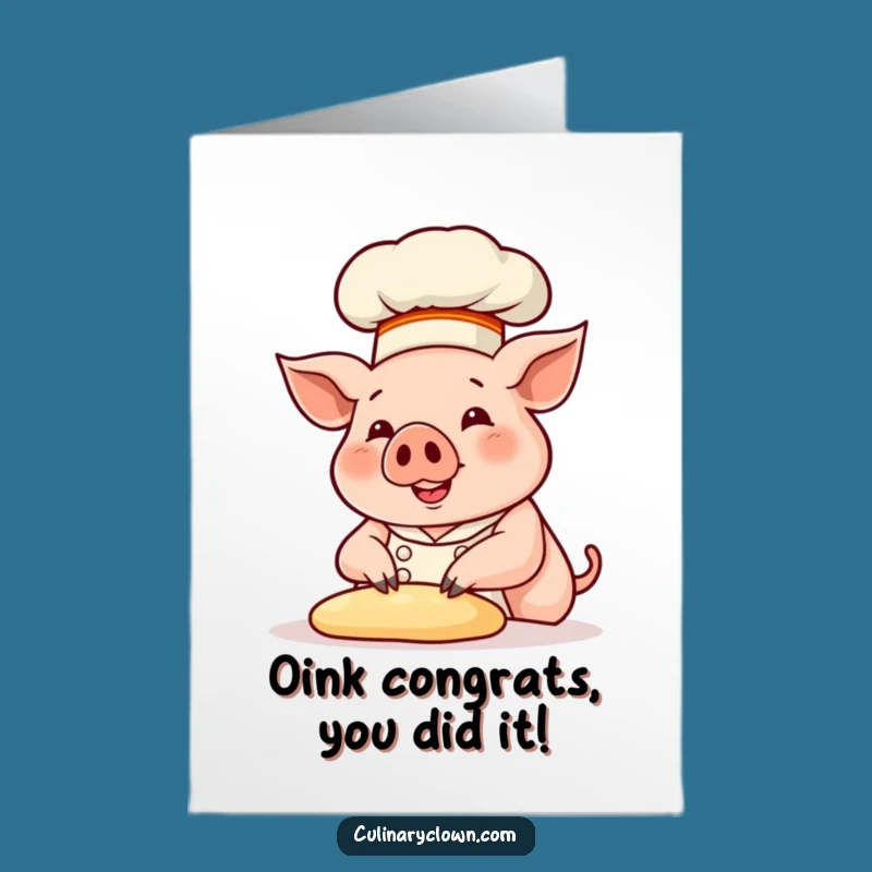 Free Printable Congrats Card: Pig Chef Baking Success Greeting Downloadable Design