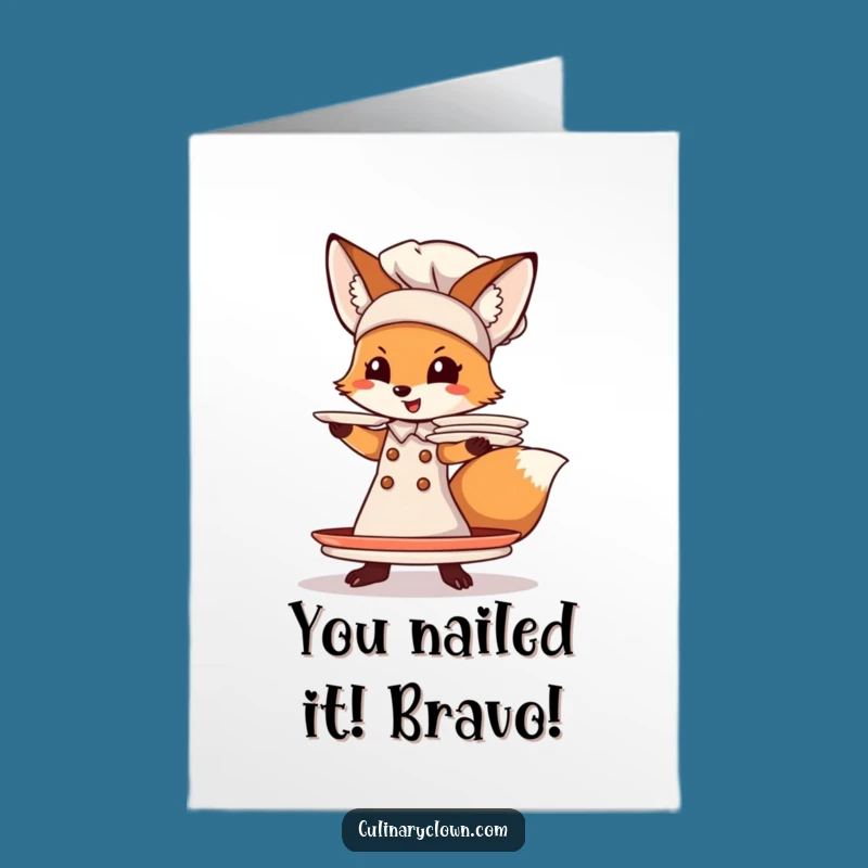 Free Printable Fox Chef Congrats Card - Funny Downloadable Gift for Success