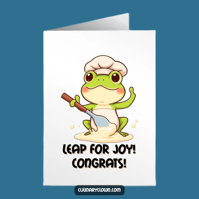 Free Printable Frog Chef Congratulations Card - Funny Downloadable Gift for Bakers
