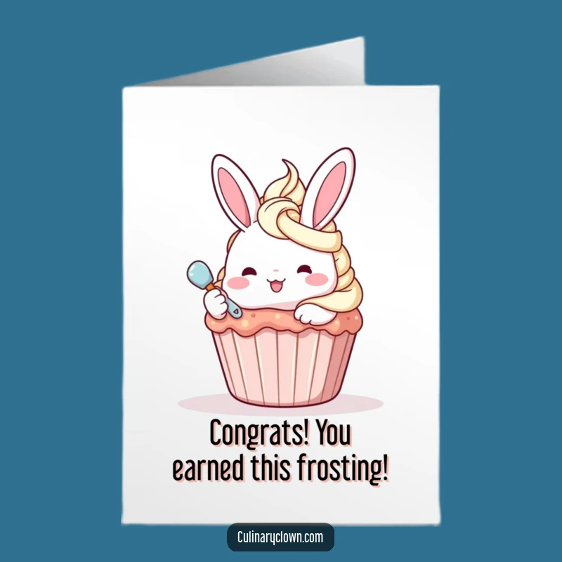 Free Printable Kawaii Bunny Congrats Card: Frosting Success Downloadable!