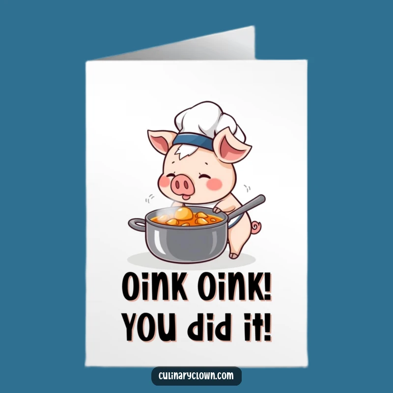 Free Printable Pig Chef Congratulations Card - Funny Downloadable Gift for Chefs