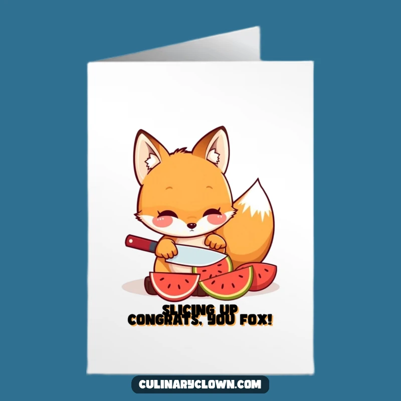 Free Printable Kawaii Fox Congrats Card: Slicing Success Downloadable!