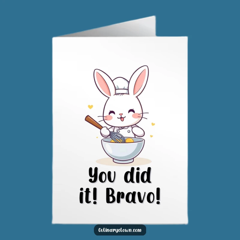 Free Printable Kawaii Rabbit Chef Congrats Card - Funny Downloadable Gift for Wins