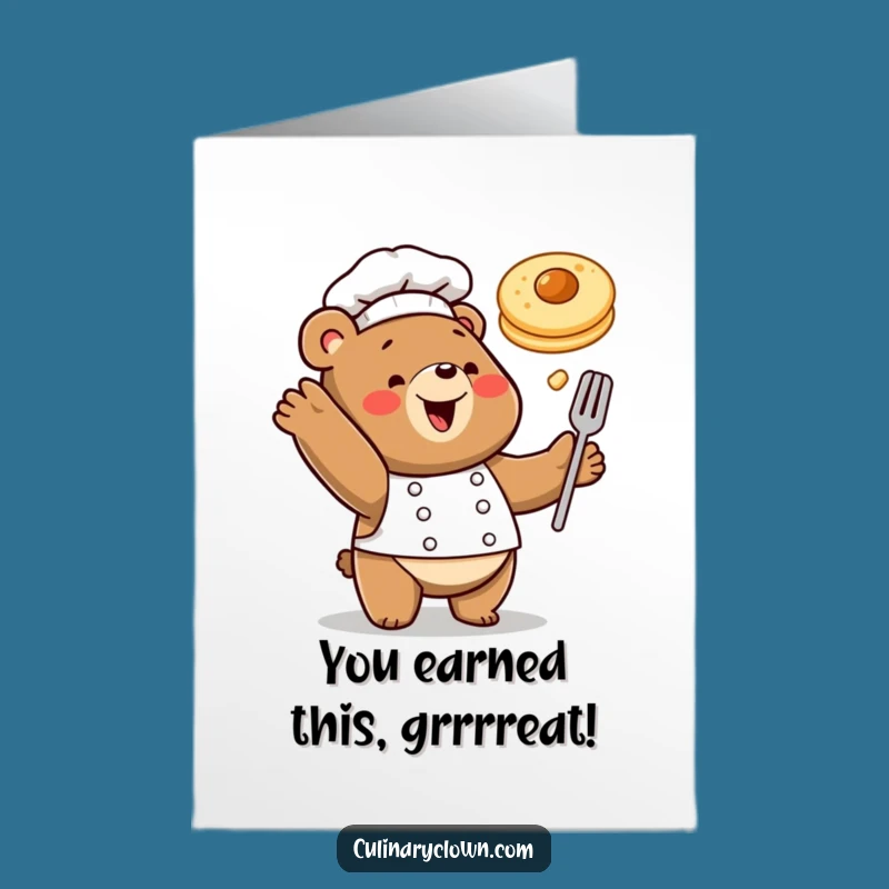 Free Printable Bear Chef Congrats Card: Flippin’ Awesome Downloadable
