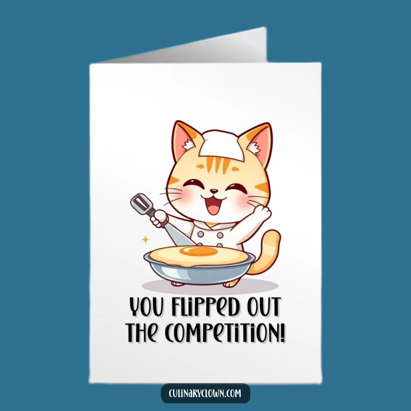 Free Printable Congrats Card: Cat Chef's Giant Pancake Flip!