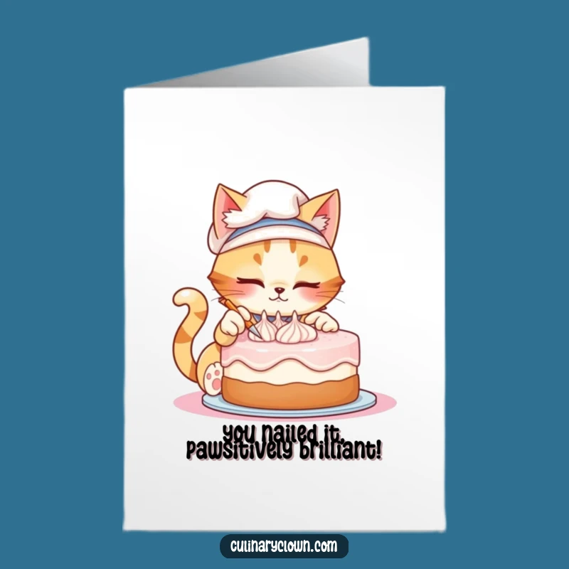 Free Printable Funny Cat Chef Congrats Card: Mischievous Baker, Downloadable Achievement Gift