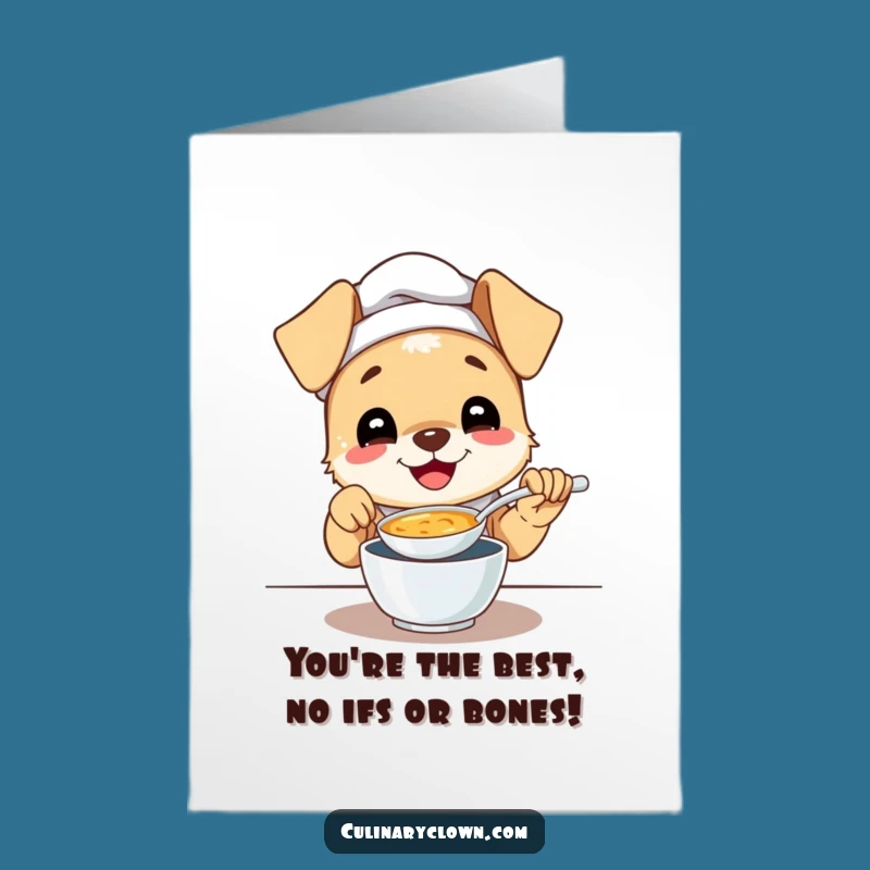 Free Printable Funny Puppy Chef Congrats Card: Happy Taster, Downloadable Achievement Gift