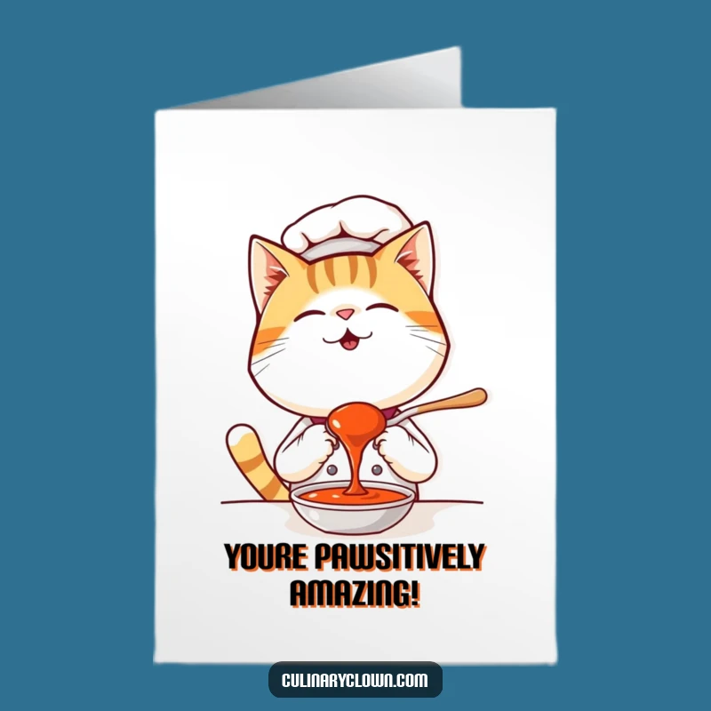 Free Printable Congrats Card: Kawaii Cat Chef Tasting for a Delicious Downloadable Celebration