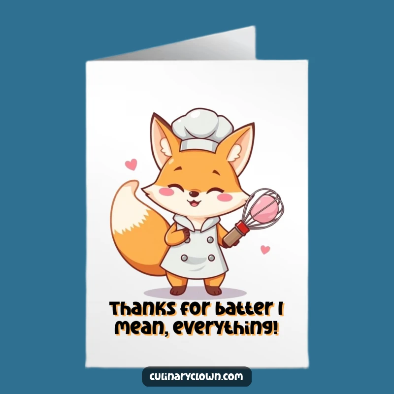 Free Printable Fox Chef: Thank You Card for Food Lovers, Downloadable Gift