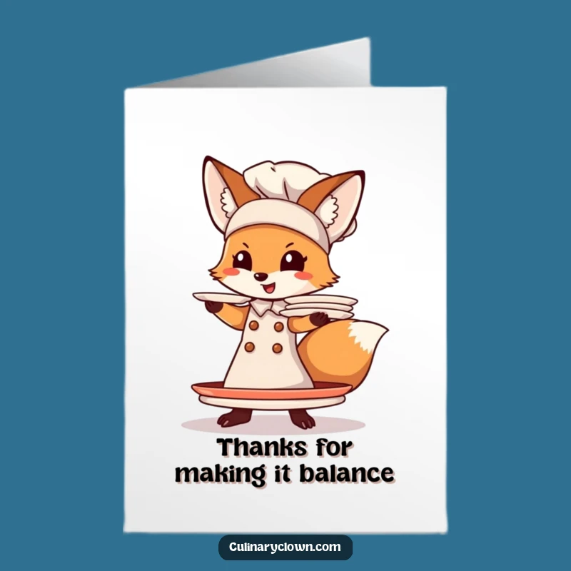 Free Printable Fox Chef Thank You Card - Humorous Downloadable Gift for Gratitude