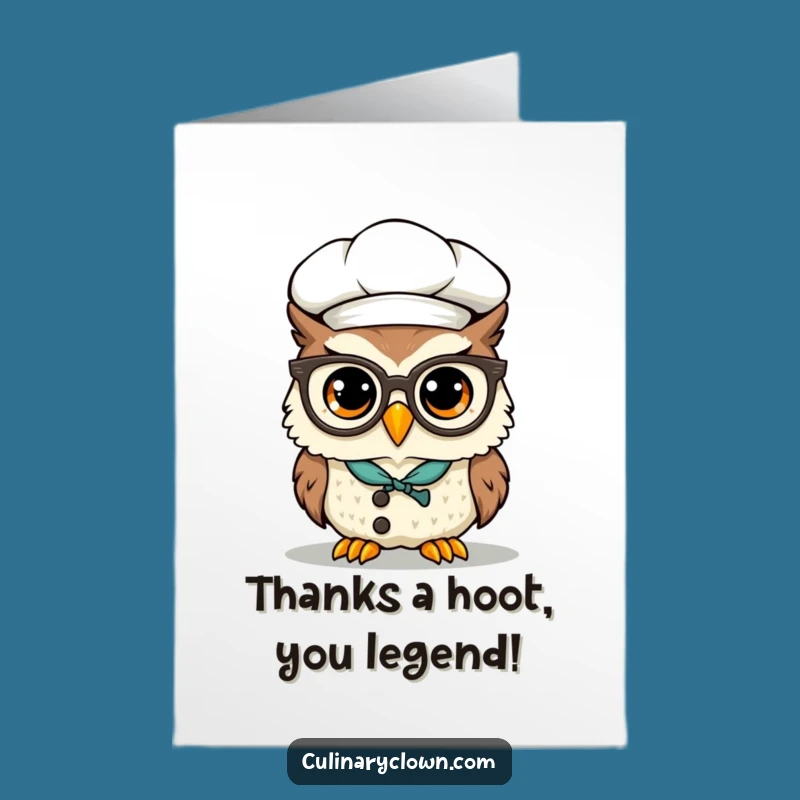 Free Printable Owl Chef Thank You Card: Gratitude Downloadable with Flair