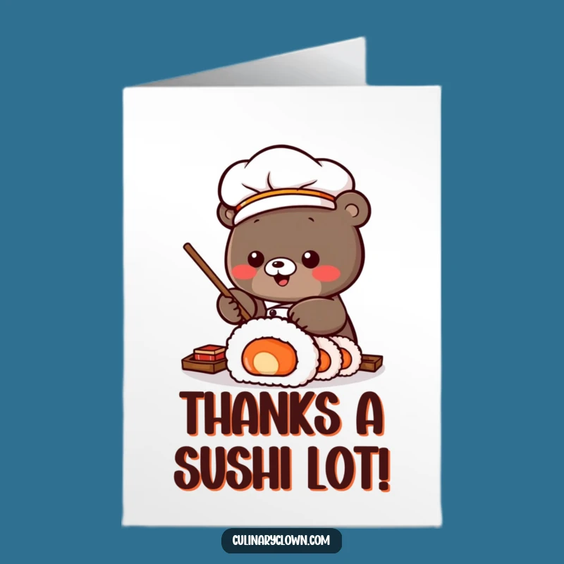 Free Printable Sushi Bear Thank You Card: Grateful Roll, Downloadable Appreciation