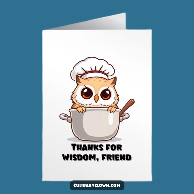 Free Printable Thank You Card: Owl Chef Gratitude Greeting Download