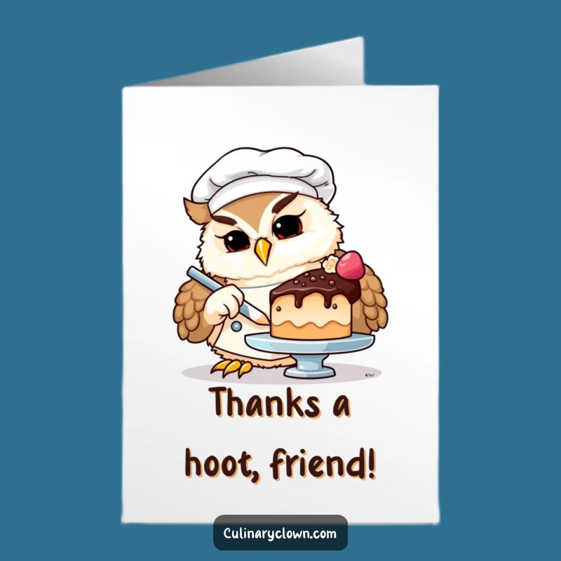 Free Printable Thank You Card: Wise Owl Chef Expressing Gratitude, Print at Home Gift