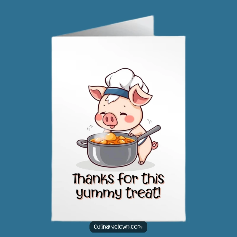 Free Printable Thank You Pig Chef Card - Funny Downloadable Gift for Food Lovers