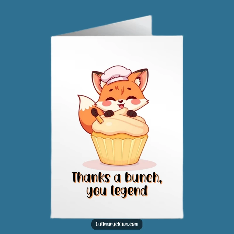 Free Printable Kawaii Fox Chef Thank You Card - Funny Downloadable Gift of Appreciation