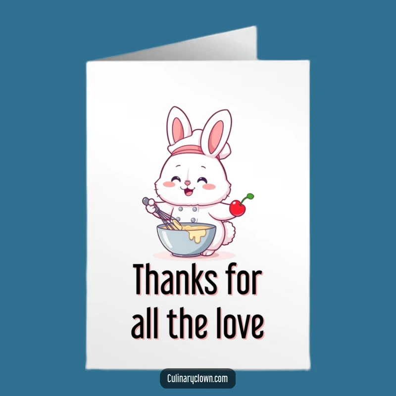 Free Printable Bunny Chef Thank You Card: Sweet Thanks Downloadable