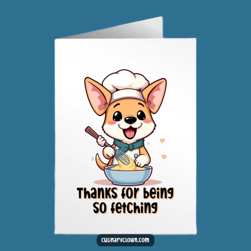 Free Printable Thank You Card: Grateful Dog Chef Whisking Batter Downloadable