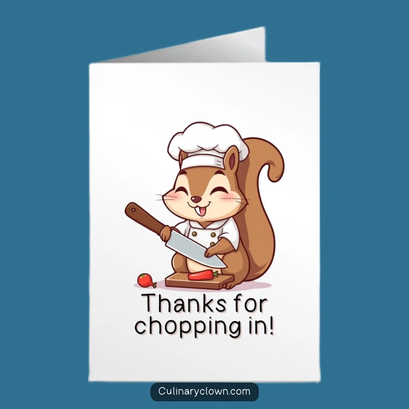 Thank You Card Free Printable: Chef Squirrel's Grateful Chop Detail