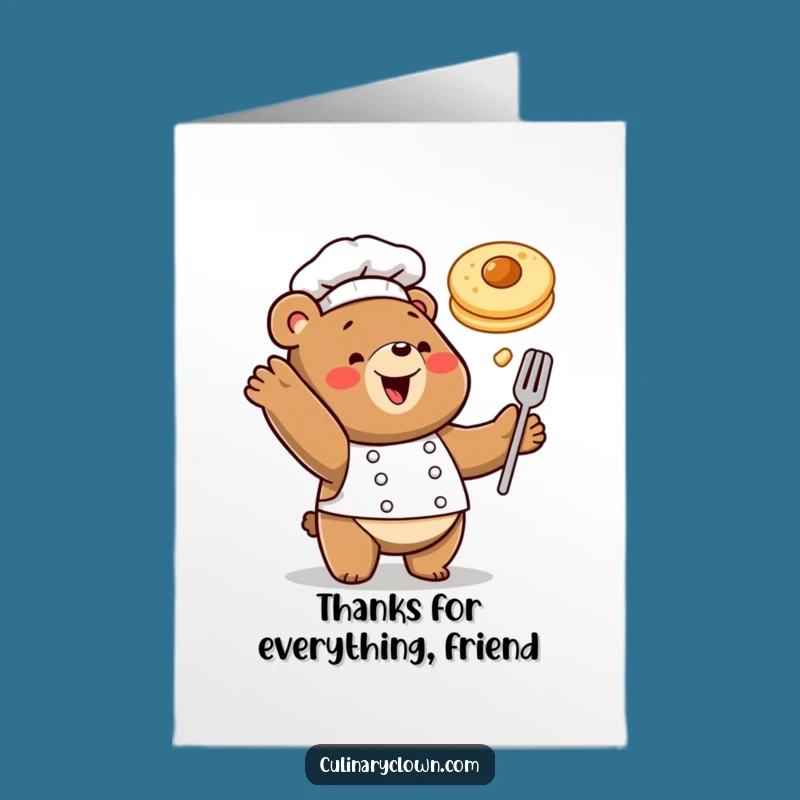 Free Printable Bear Chef Thank You Card: Pancake Thanks Downloadable