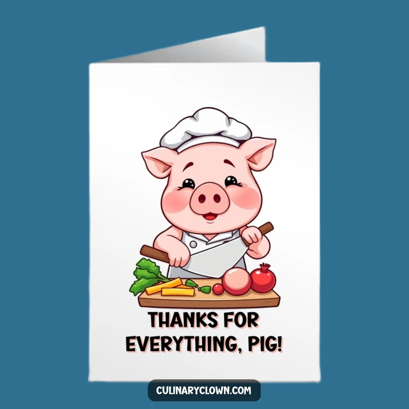 Free Printable Pig Chef Thank You Card - Downloadable & Print at Home Thanks