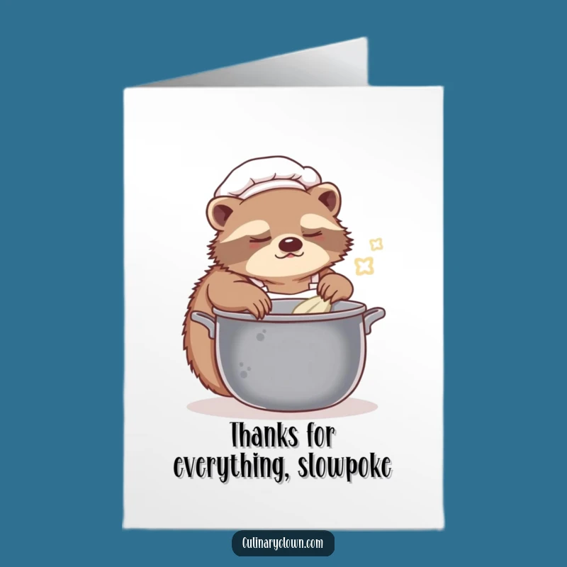 Free Printable Sloth Chef Thank You Card - Humorous Downloadable Appreciation Note