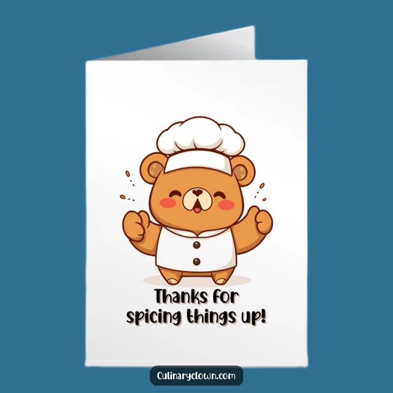 Free Printable Thank You Card: Bear Chef Seasoning, Delightful Downloadable Gift for Gratitude