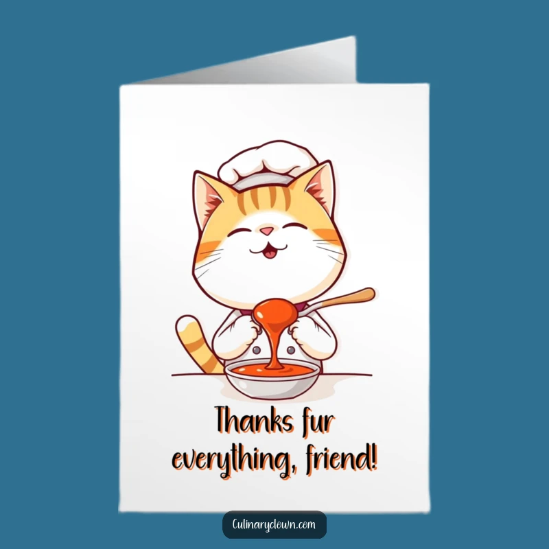 Free Printable Thank You Card: Kawaii Cat Chef Tasting for a Grateful Downloadable Gift