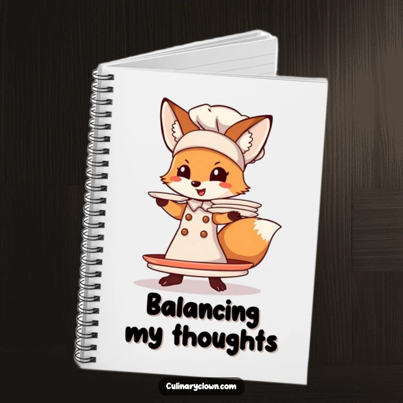 Funny Fox Chef Notebook: A funny fox balancing plates, perfect for jotting down recipes or hilarious thoughts in a stylish cover.