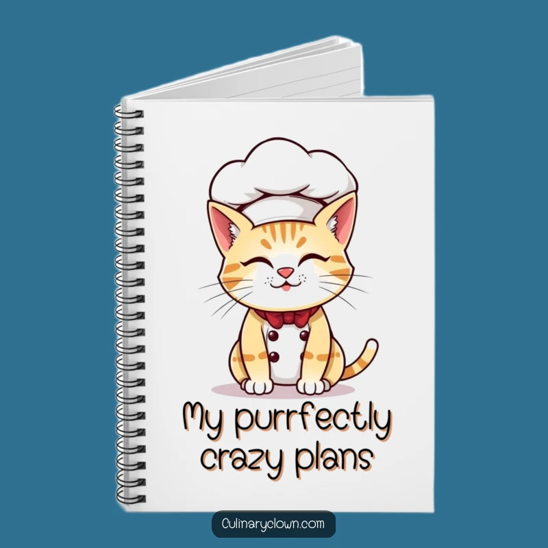 Funny Cat Chef Notebook Baking Ideas Feline Journal Oversized Hat