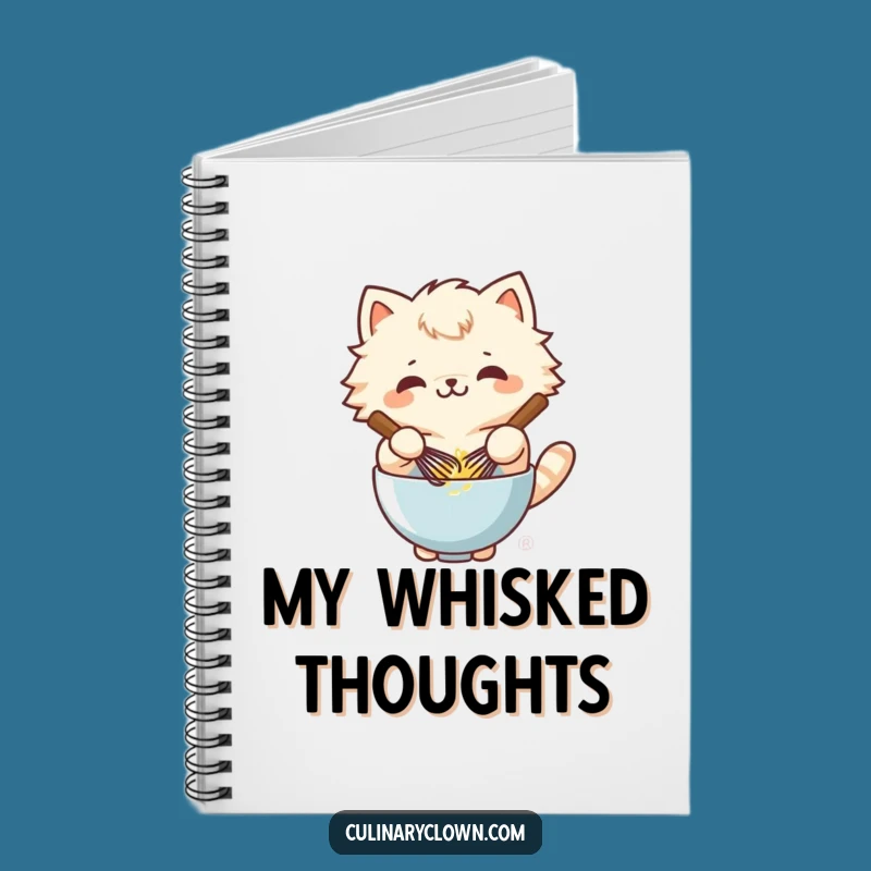 Funny Kawaii Cat Whisking Batter Notebook - Hilarious Journal for Recipes