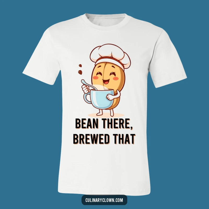 Funny Coffee Bean Chef T-Shirt: Joyful Brewing Humor Tee for Coffee Fanatics