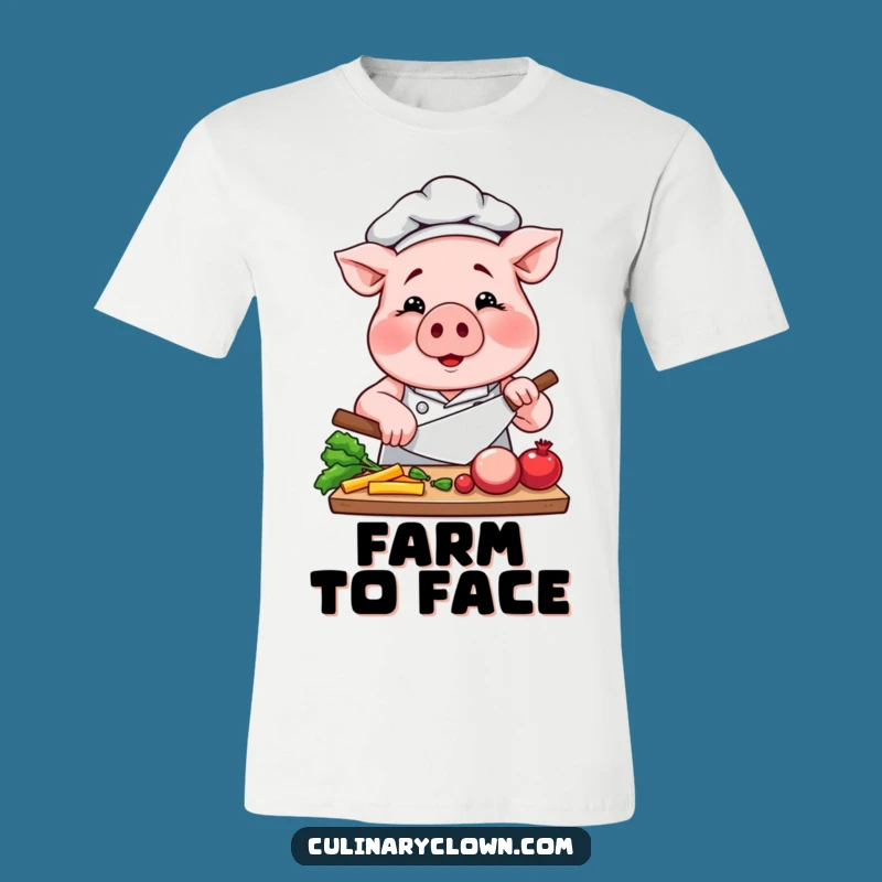 Funny Pig Chef T-Shirt: Focused Porker Slicing Veggies, Ideal Funny Gift!