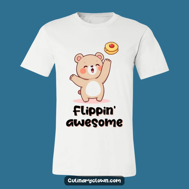 Funny Bear Pancake Flipping T-Shirt: Hilarious Breakfast Tee for Foodie Fun!