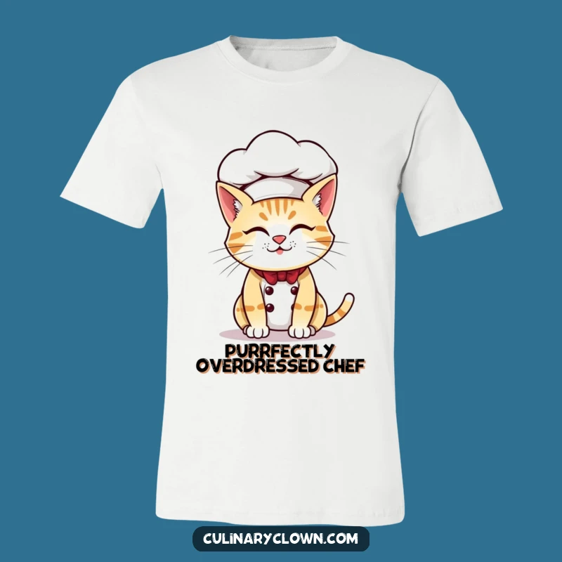 Funny Cat Chef T-Shirt Oversized Hat Baking Feline Humor Apparel